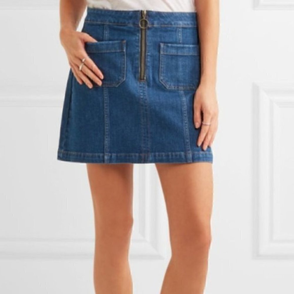Madewell Denim Mini Skirt O Ring Zipper Pockets